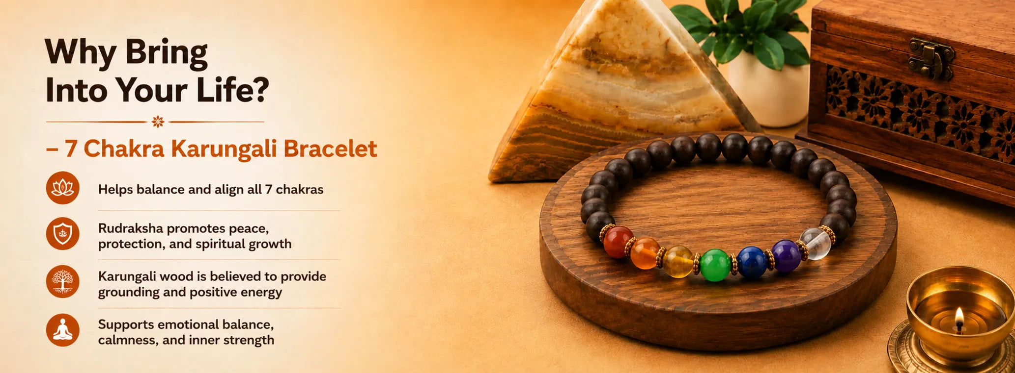 7 chakra karungali bracelet — detail banner 1