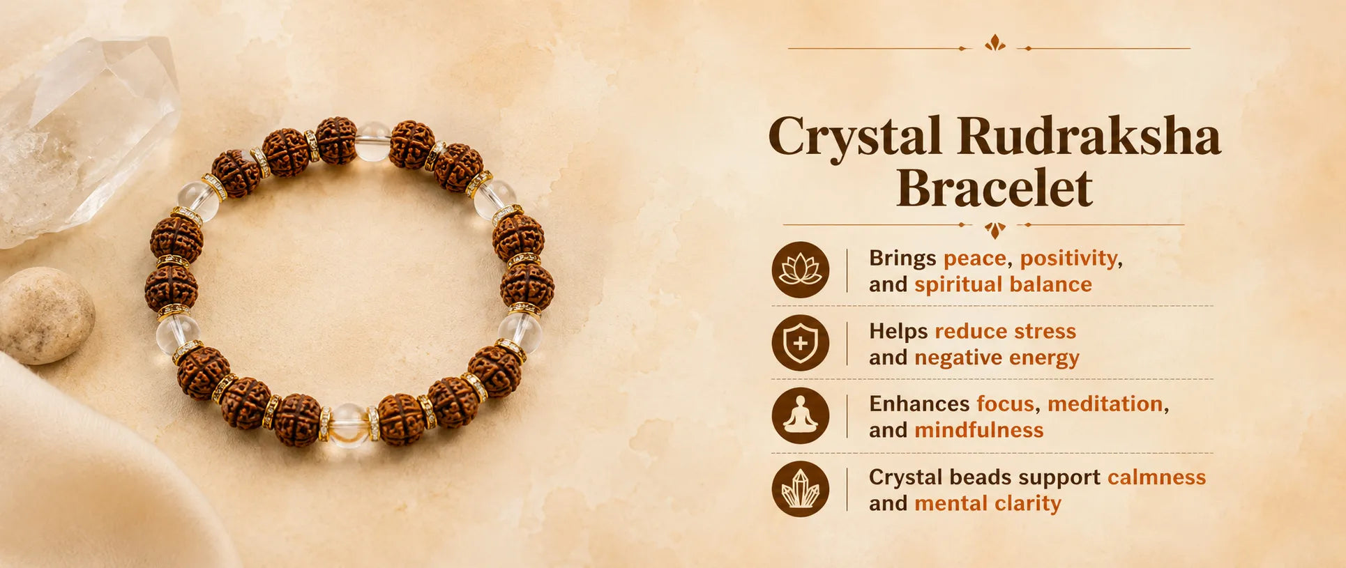 Crystal Rudraksha Bracelet — detail banner 1