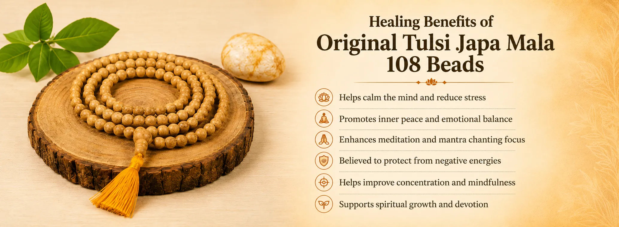 Original Tulsi Japa Mala 108 Beads — detail banner 3